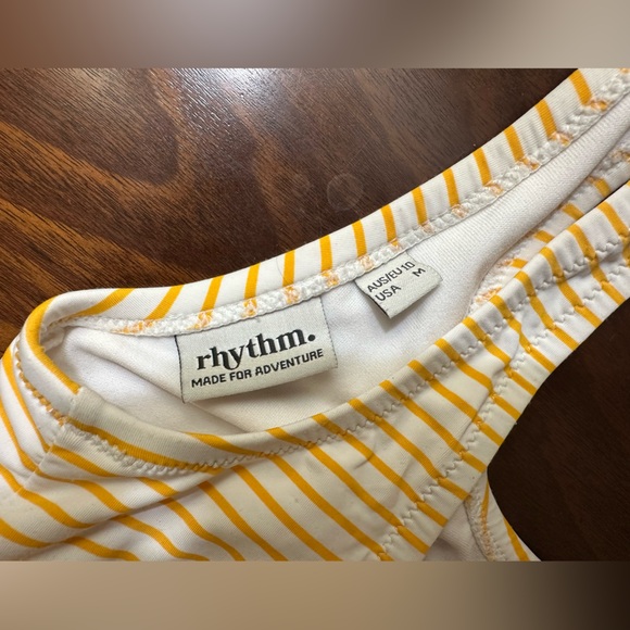 NWOT Striped Yellow and White Rhythm Bikini Top - Picture 4 of 4
